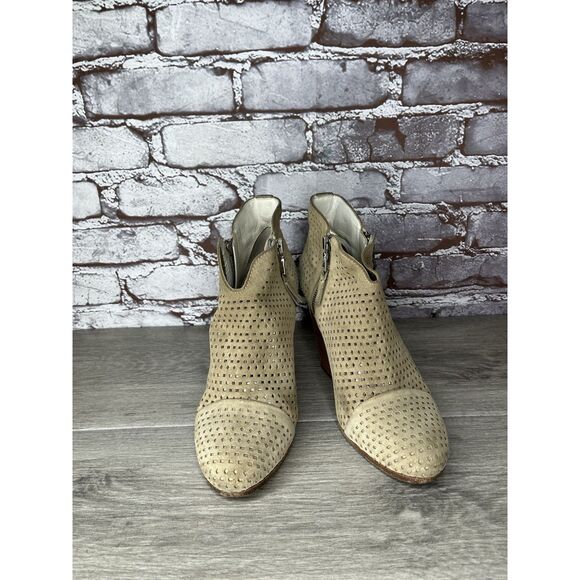 Rag & Bone Margot Tan Beige Suede Dual Zip Perforated Boots Booties Women 36.5EU - Picture 3 of 16